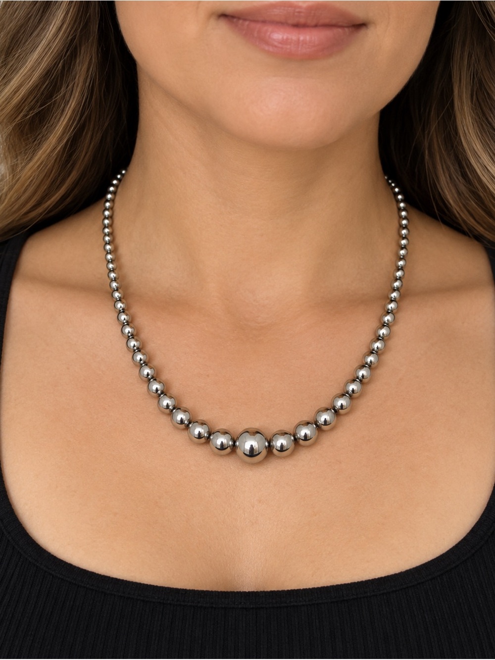 Tiffany & Co. Graduated Ball Necklace Sterling Silver 925 18”